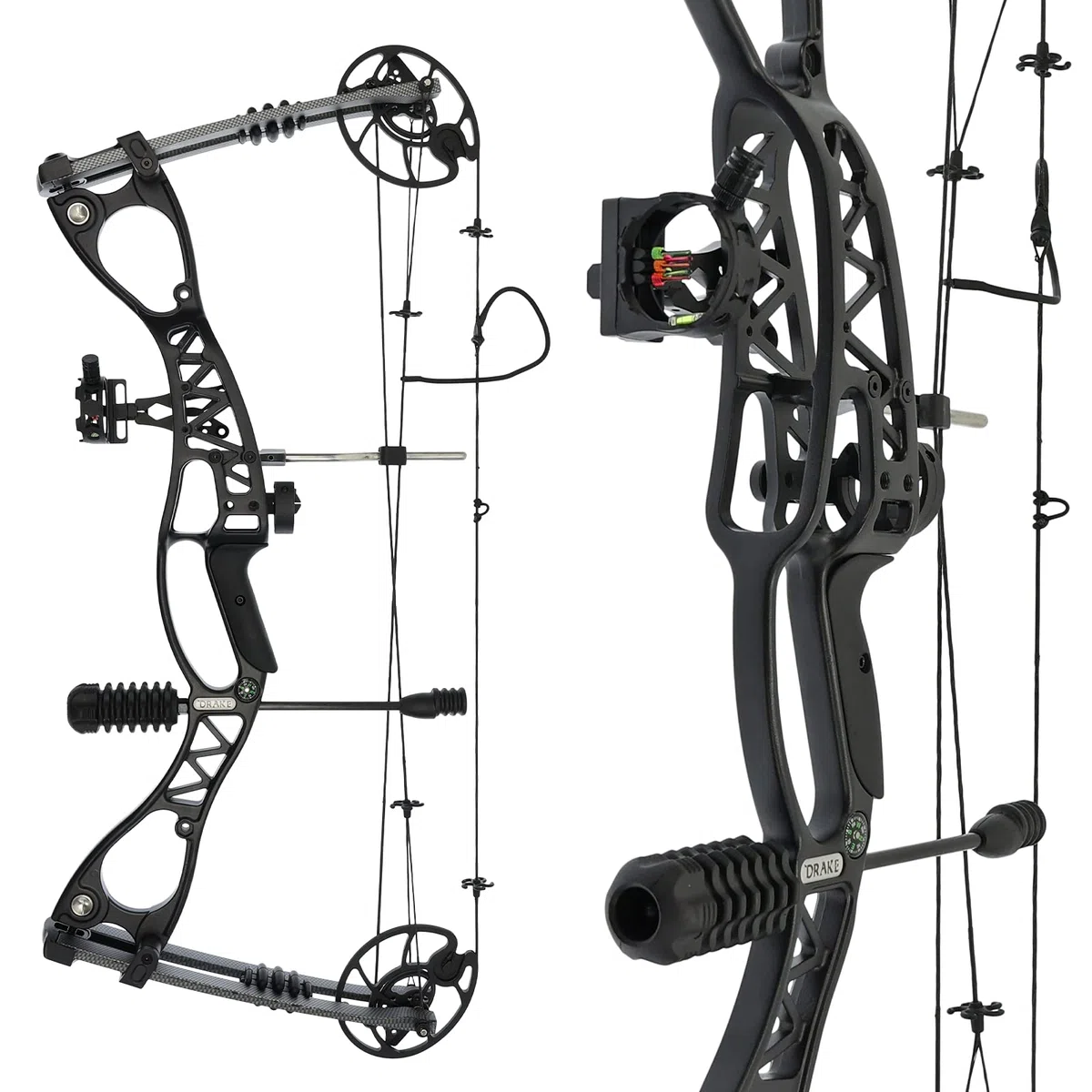 Drake Pathfinder Starter Compoundbogen Set RH 40–65 lbs einstellbar 320fps | Bogenschießen Kit mit Zubehör für Erwachsene Jugend Anfänger Jagdbogen