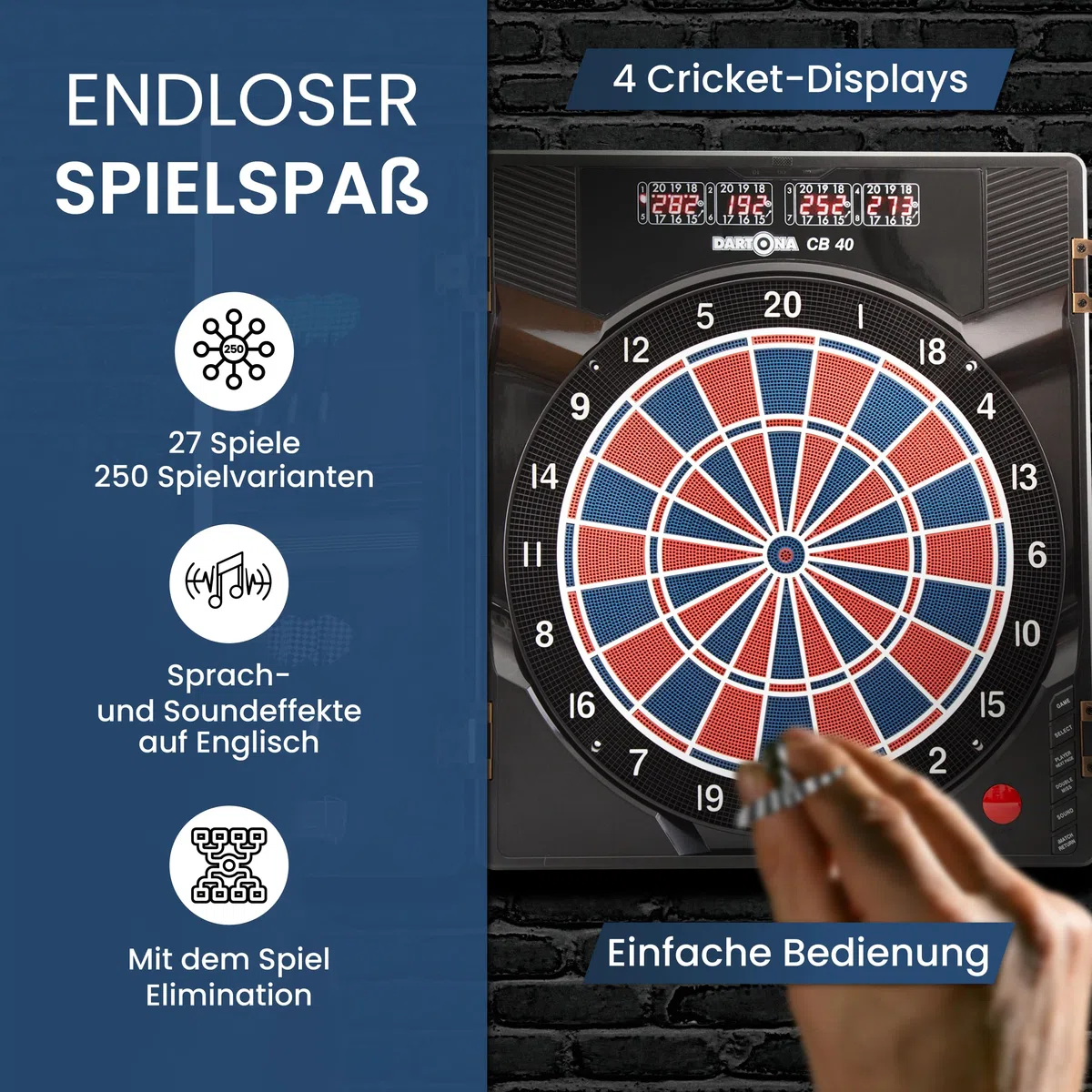 Dartona Elektronische Dartscheibe CB40 Cabinett - | Sieger Preis-Leistung bei Vergleich.org