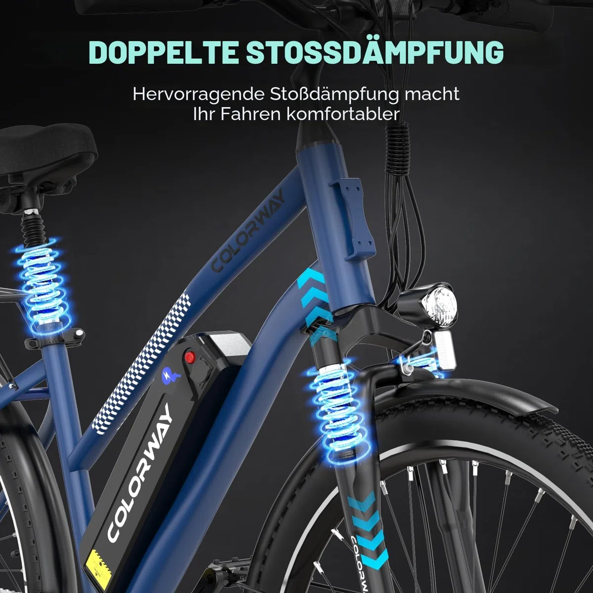 COLORWAY BK27 Elektrofahrrad, 28 Zoll EBike, 2 Fahrmodi Citybike mit 36V 15Ah Akku, mit Tretunterstützung, Pendlerfahrrad mit 250W Motor, EBike für Unisex Erwachsene Reichweite bis zu 45-100Km.