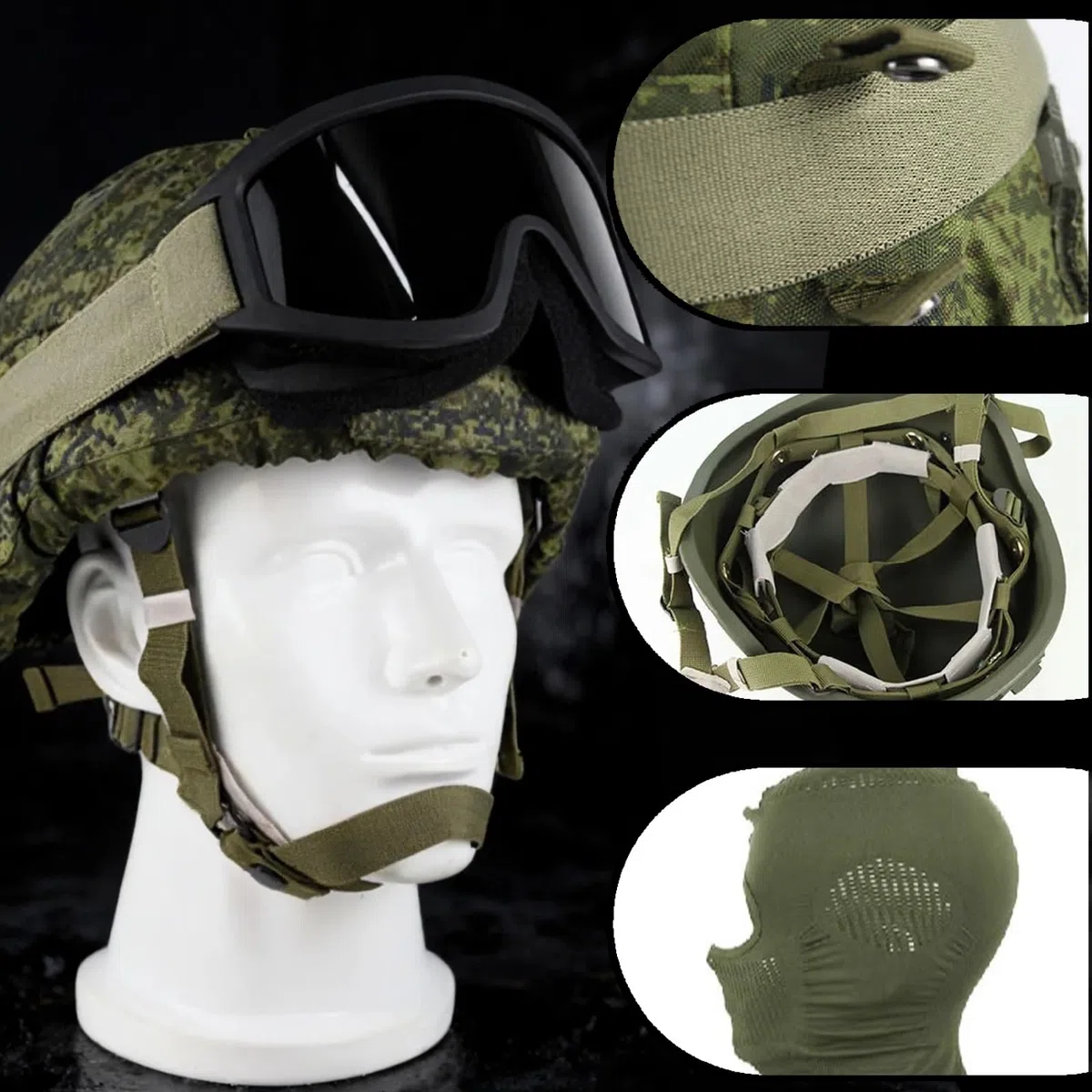 Komplettes Set Russischer Ausrüstung, Schnelle Taktische Stoßhelme, Grüne Camouflage-Cosplay-Outdoor-Feld-Airsoft-Paintball-Ausrüstung