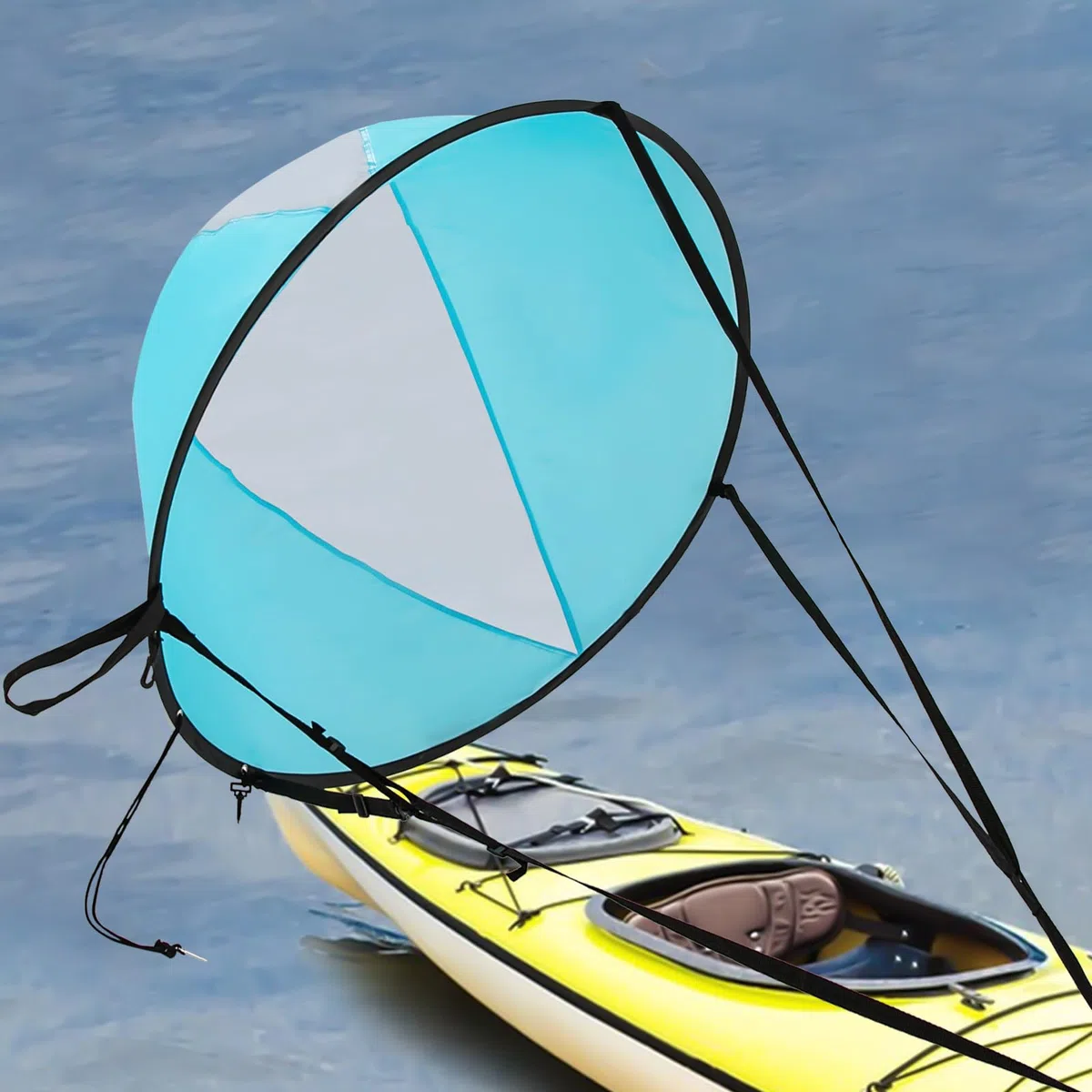 Paddle Board Segel | 108 cm Durchmesser | Aus Nylon & Fiberglas | Mit Sichtfenster & verstellbaren Gurten | Für SUP, Kajak & Kanu | Inkl. Tragetasche | Leicht & faltbar