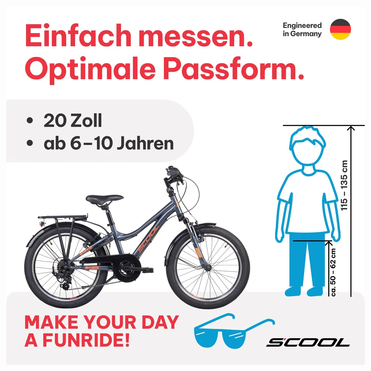 S’COOL Kinderfahrrad 20, 24, 26 Zoll, 6-Gang Kettenschaltung, troX, Körpergröße 115–165 cm, 6–14 Jahre, Gelände & Freizeit, für Jungen & Mädchen