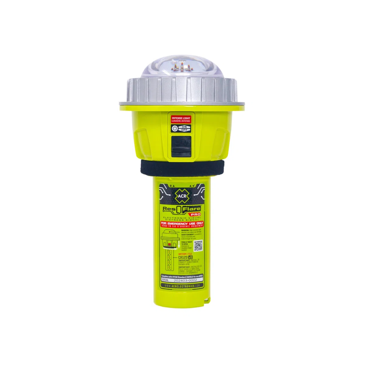 ACR ResQflare PRO Hochleistungs-LED, elektronischer Notruf, USCG-zertifiziert, IR-Infrarot-Technologie, Nachtsuch- und Rettungsfunktion, wasserdichte Bootsfackeln
