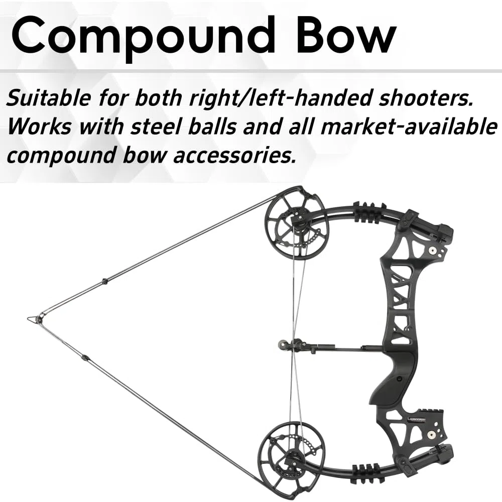 Dual-Use Compoundbogen Set für Pfeile & Stahlkugeln 40-65 LBS Einstellbar,Kurzachsiger Jagd-Compoundbogen Komplettset mit Zubehör für Bogenschießen Jagd & Zielschießübungen