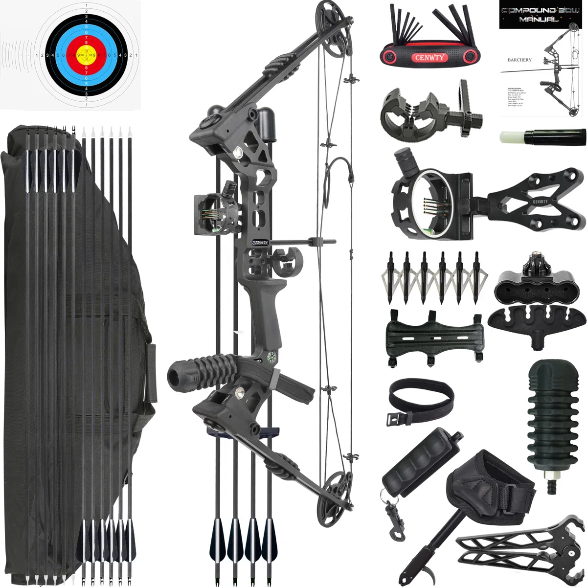 20-70 LBS Compoundbogen Set Erwachsene Bogenschießen Jagdbogen Bogenfischen Compound Bogen und Pfeil Set mit Zubehör für Jagd Praxis Zielschießen Links & Rechtshänder