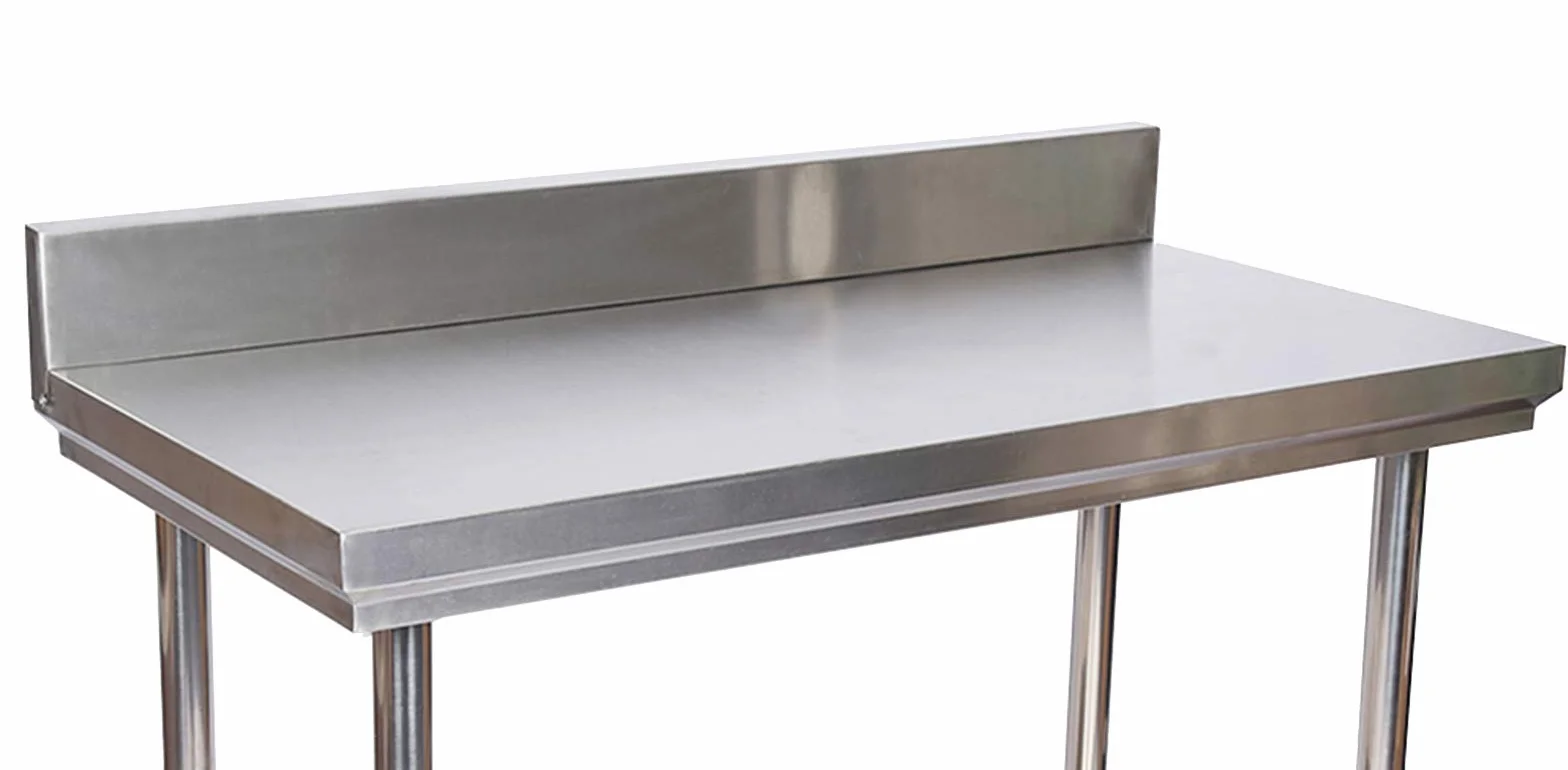 Wiltec Edelstahl Tisch Arbeitstisch Edelstahltisch mit Aufkantung 100x60x85cm für Gastro Küche Werkstatt Garten Keller mit höhenverstellbare Füßen