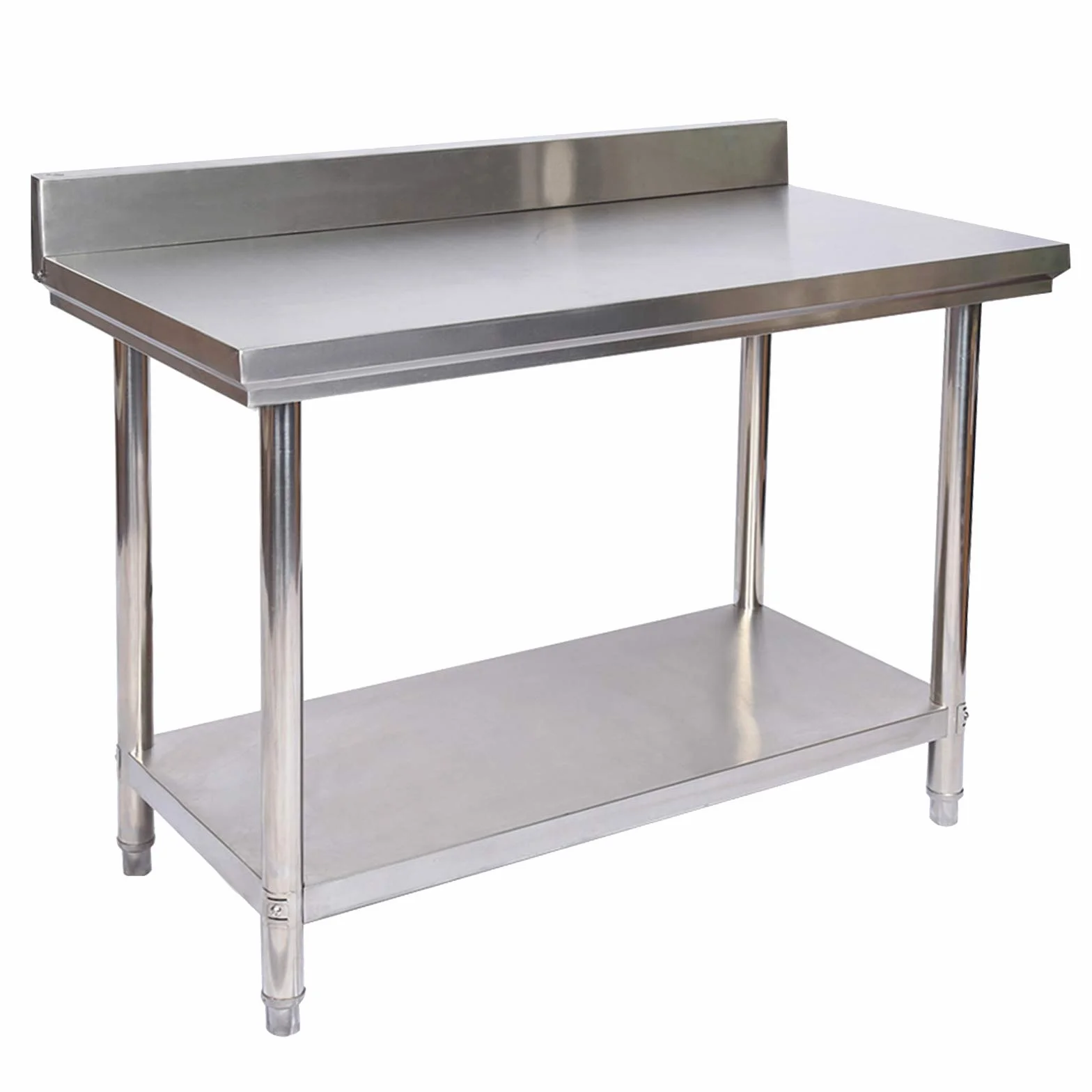 Wiltec Edelstahl Tisch Arbeitstisch Edelstahltisch mit Aufkantung 100x60x85cm für Gastro Küche Werkstatt Garten Keller mit höhenverstellbare Füßen