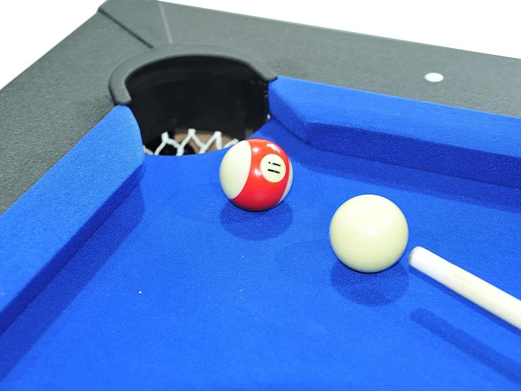 Multifunktionstisch Billard & Tischtennis – 182x102x80 cm – Schwarz – Inkl. Queues, Kugeln, Schläger & Netz – 6 Personen – SOUSA
