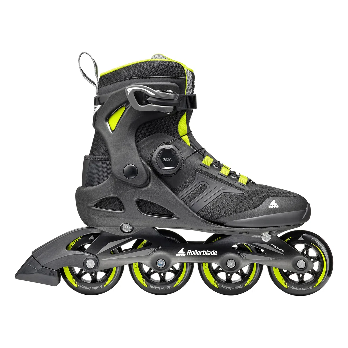 Rollerblade MACROBLADE 84 BOA, Inline-Skates für Männer, Fitness Inliner, Schwarz/Lime
