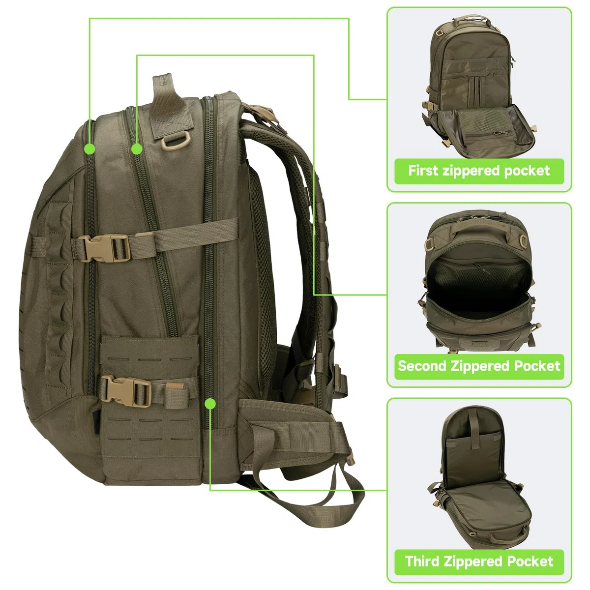 EXCELLENT ELITE SPANKER 40L Militär-Rucksack Molle Taktischer Rucksack Wanderrucksack für Camping, Jagd und Outdoor (Rangergrün)