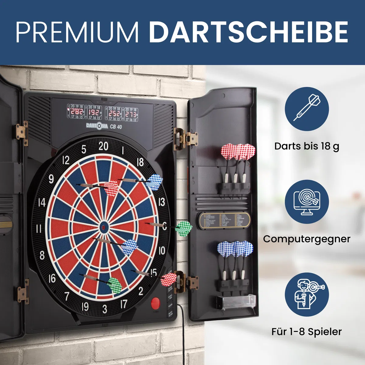 Dartona Elektronische Dartscheibe CB40 Cabinett - | Sieger Preis-Leistung bei Vergleich.org