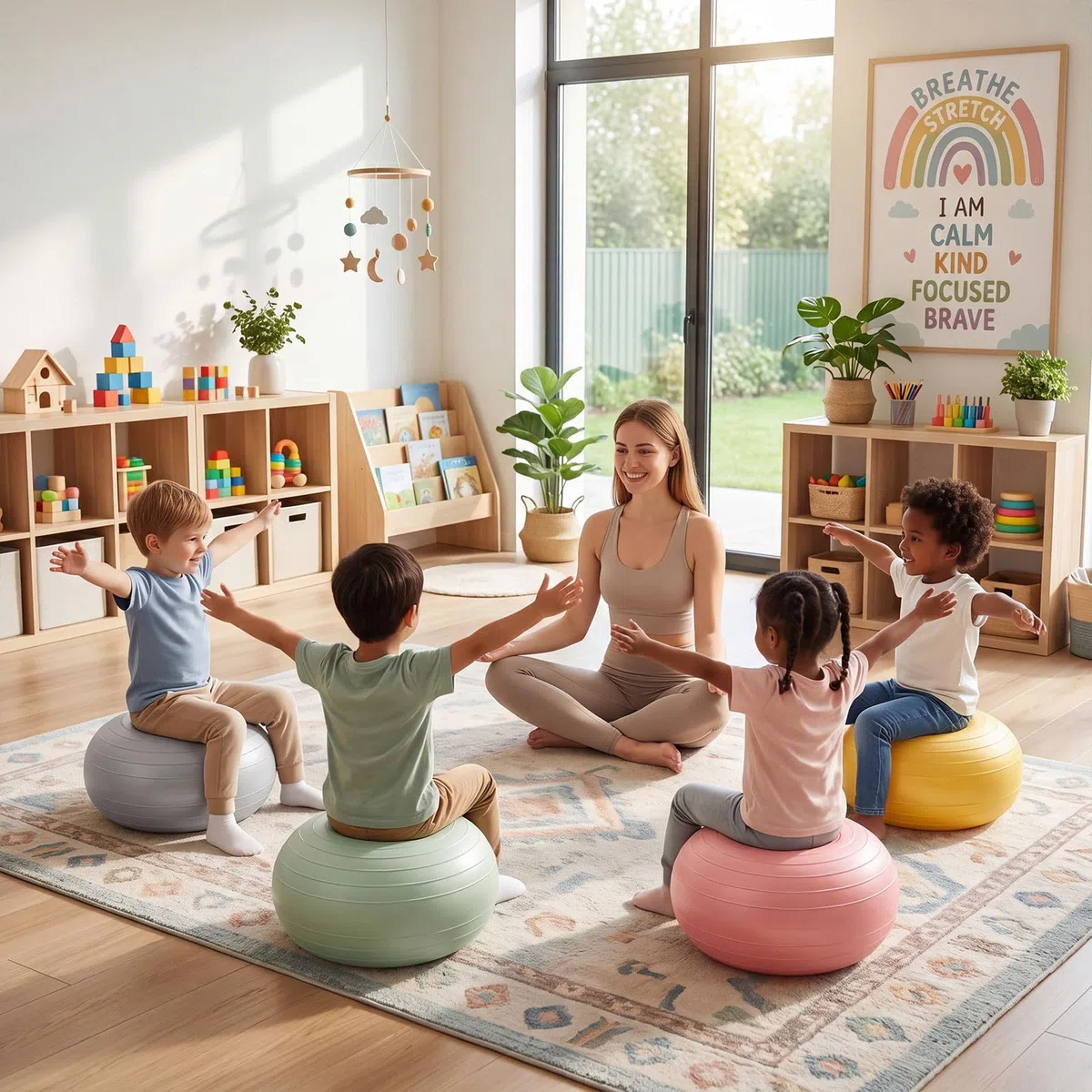 Lewtemi Flexible Sitzgelegenheiten für Klassenzimmer, elementar, aufgeblasen, Wackelstuhl für sensorische Kinder, 50,8 cm, Yoga-Ballstühle, große Donut-Ballsitze mit Inflator für Klassenzimmer, Büro