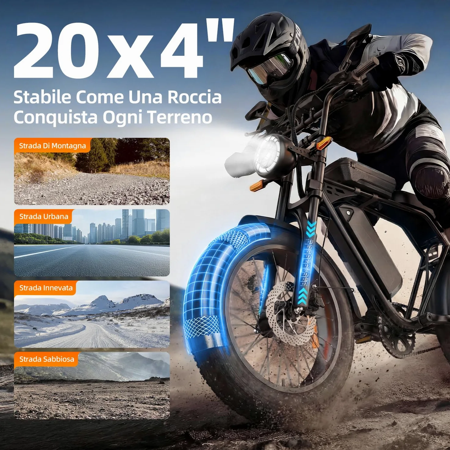 X5 E Bike, 20 x 4 Fat-Reifen Elektrofahrrad Trekkingrad E-Bike Herren Damen mit 48V 15AH Akku, 250W Motor, 80 km Reichweite Pedelec Citybike EBike mit Fahrradtasche für Erwachsene
