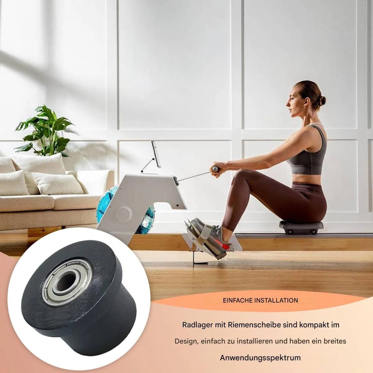 Lagerrad für Rudergerät – 0,8 cm Bohrung, Riemenscheibenteil, Sitzkissen-Bewegungsgerät, Rollenersatz für Ruderer, Fitnessgeräte im Fitnessstudio | Garagenübungszubehör, Sportgerätekomponente für