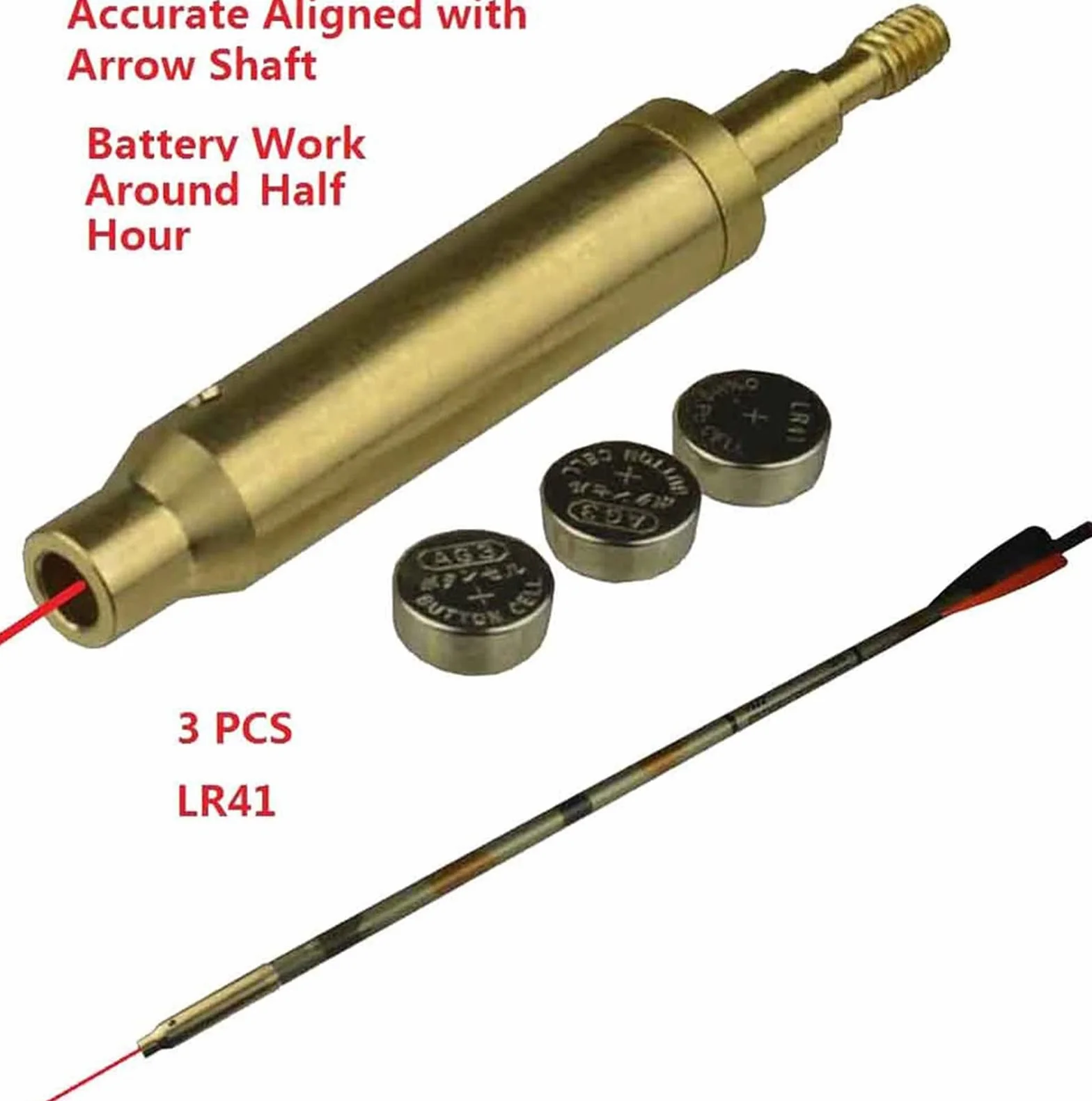 223REM Armbrust Bogenschießen Pfeil Red Bore Sighter Tool zum Aufschrauben auf Pfeile mit 2 Sätzen Batterien