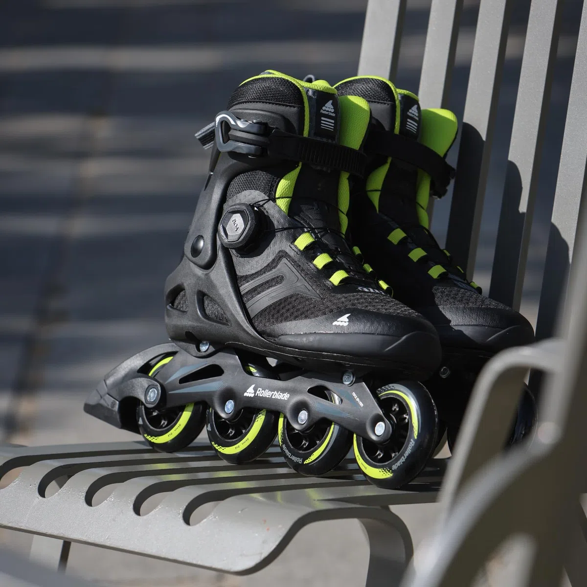 Rollerblade MACROBLADE 84 BOA, Inline-Skates für Männer, Fitness Inliner, Schwarz/Lime