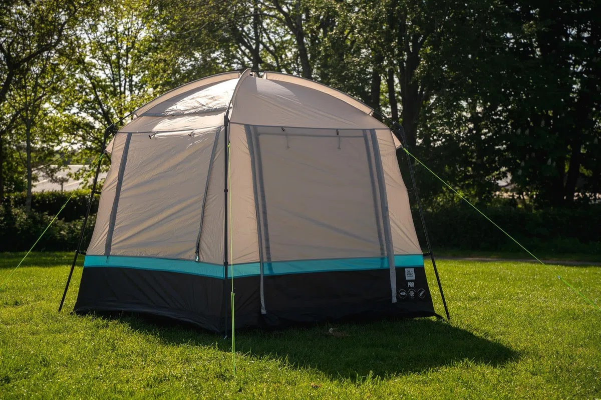 OLPRO Pod Küchen- und Nutzzelt, 2 x 2 m, Outdoor-Küchenzelt, 5000 mm H/H, wasserdicht, UV-Schutz, eingenähte Bodenplane, perfektes Camping-Zubehör für die Aufbewahrung