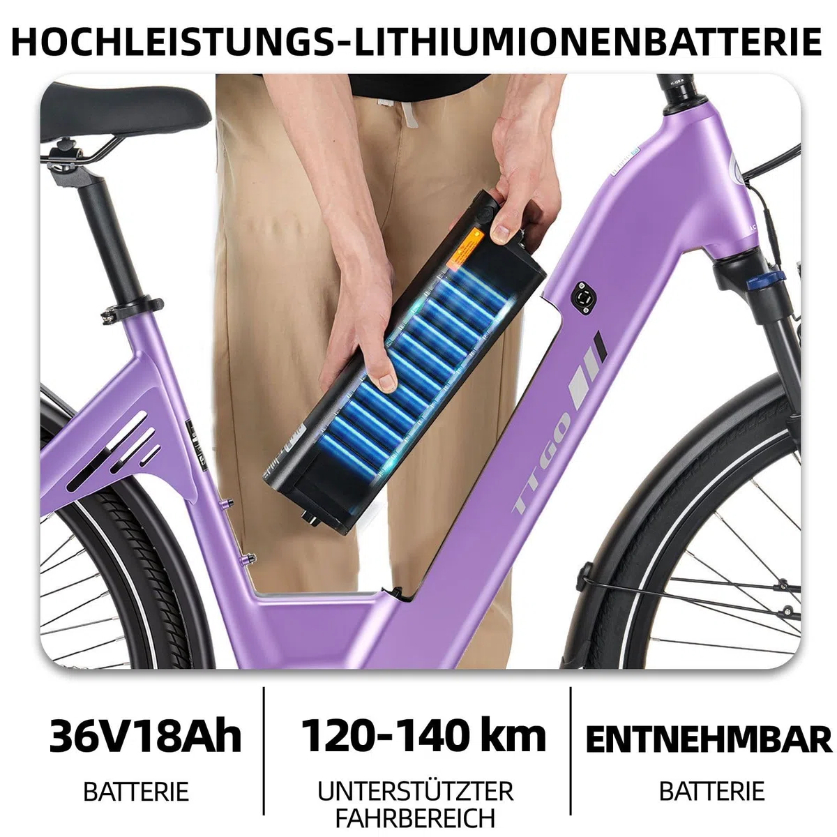 ttgo C7 SE E-Bike 28 Zoll für Damen und Herren, Elektrofahrrad mit 250W Mittelmotor, 36V 18Ah Akku, 9-Gang bis 25 km/h, 130–150 km Reichweite, Hydraulische Scheibenbremsen