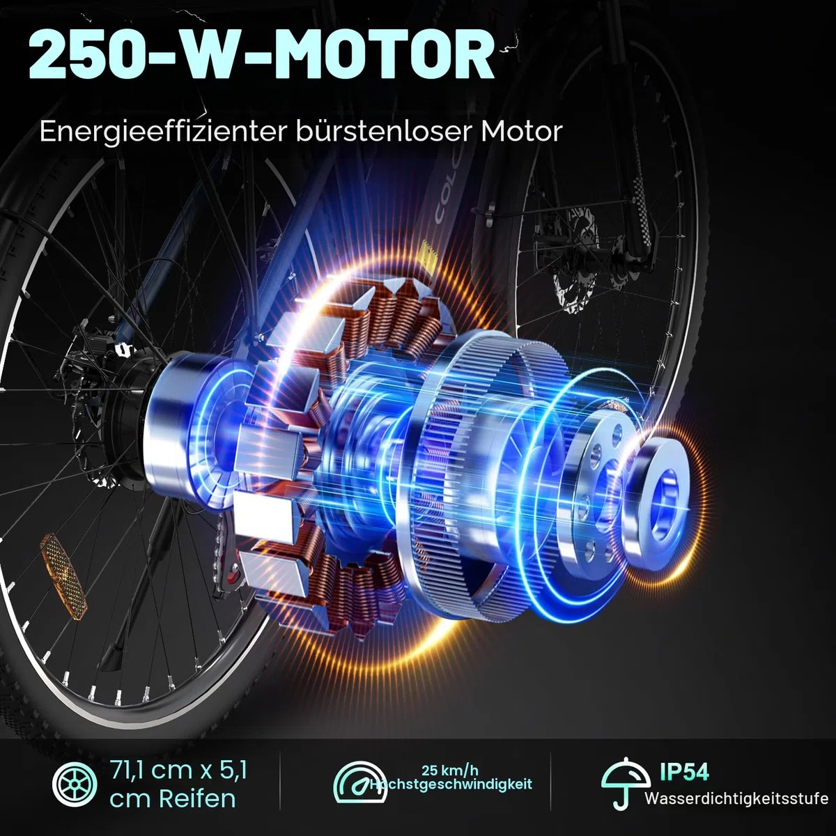 COLORWAY BK27 Elektrofahrrad, 28 Zoll EBike, 2 Fahrmodi Citybike mit 36V 15Ah Akku, mit Tretunterstützung, Pendlerfahrrad mit 250W Motor, EBike für Unisex Erwachsene Reichweite bis zu 45-100Km.