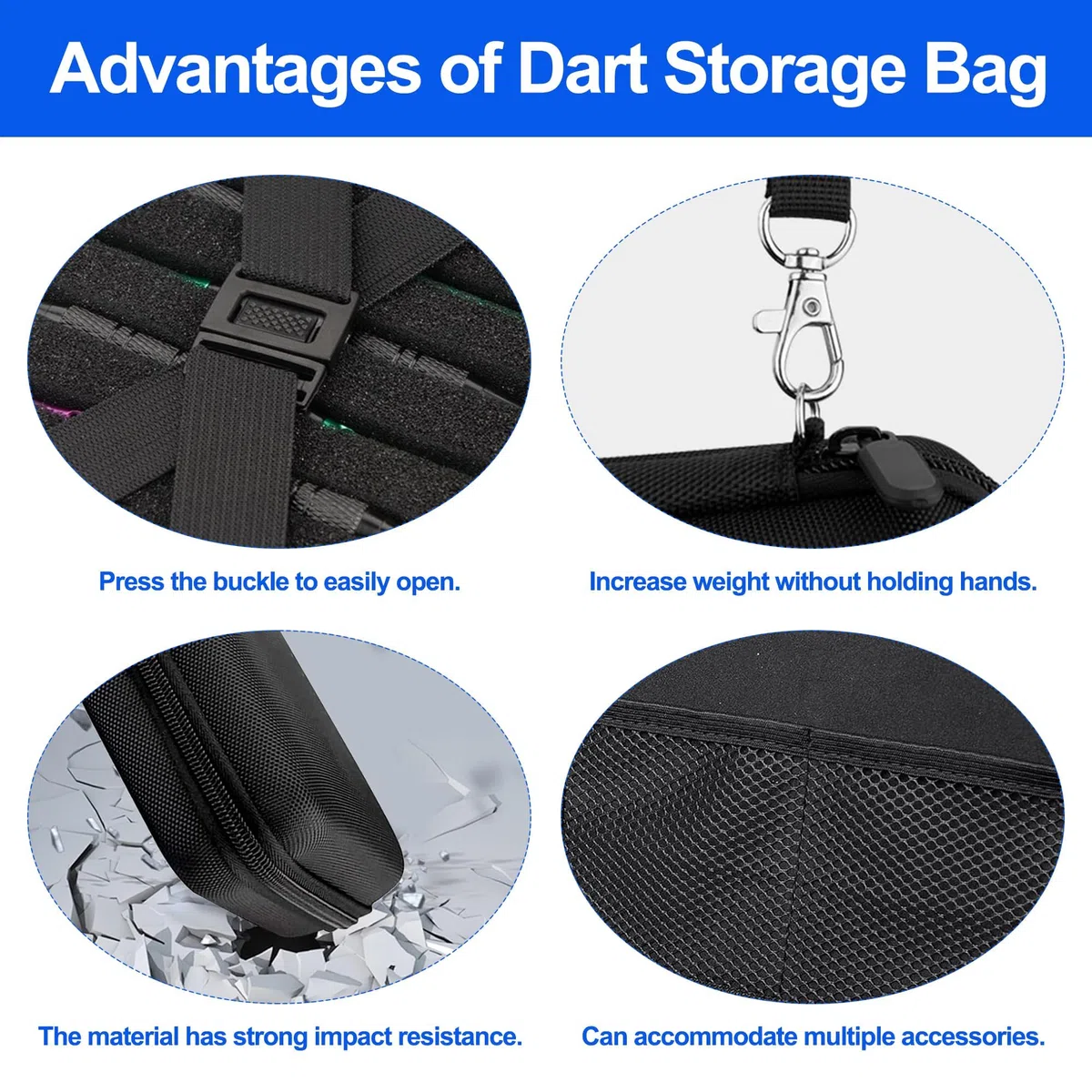 Darttasche,Dart Case,Dartt Etui Schwarz,FüR 12 Darts Professioneller Dartkoffer Mit Eva-Schutz & Traggriff, Portable FüR Dart Zubehör