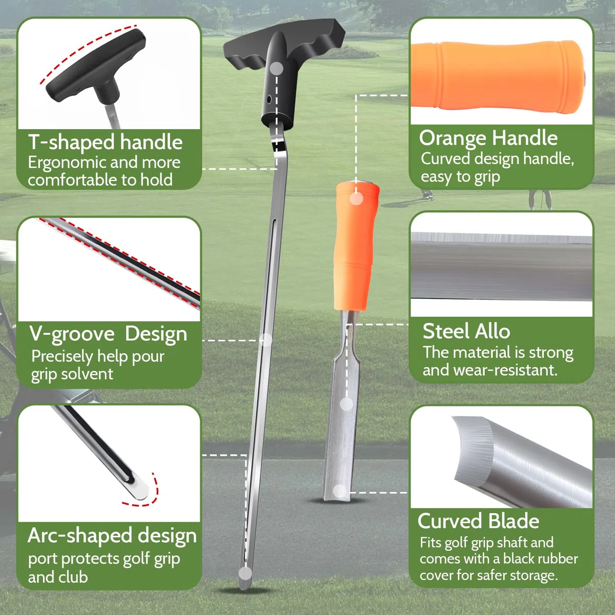 Golfschläger Griffe Wechsel Kit – Golf Grip Removal Tool Set mit Tape Entferner, Profi Golf Zubehör aus Carbonstahl für Griffwechsel, Ideales Golf Geschenk für Herren
