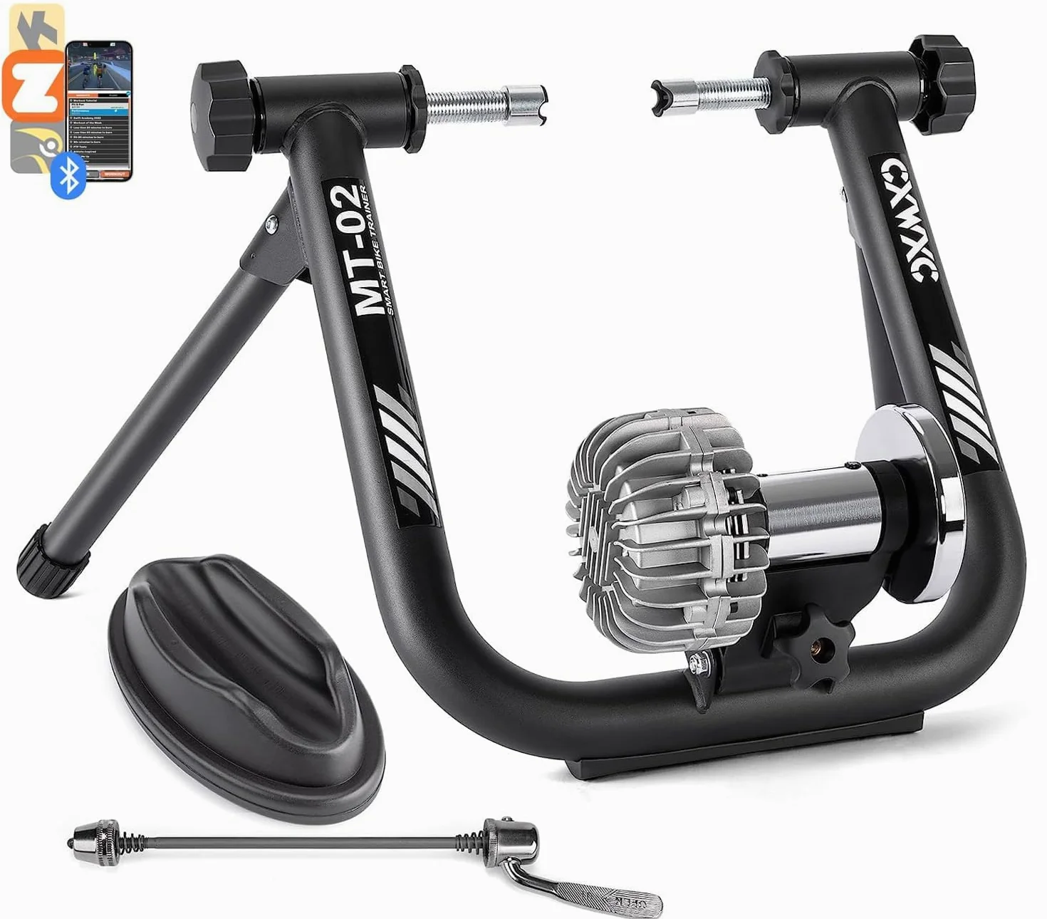 CXWXC Smart Fahrradtrainer – Fluid Rollentrainer für 26–29 Zoll und 700C Fahrräder – Geräuscharmer Heimtrainer kompatibel mit Zwift