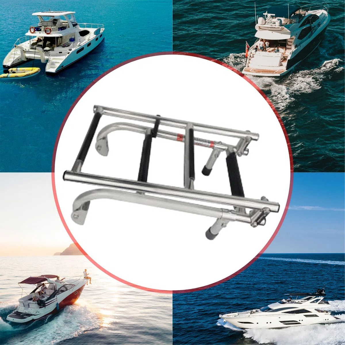 Teleskop Badeleiter für Boote, Klappbare Stegleiter, rutschfeste Badeleiter für Yachten