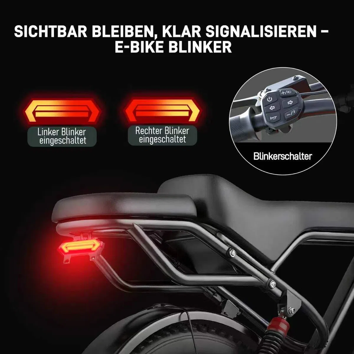 Lunos BK20 Elektrofahrrad für Erwachsene, 20 Zoll Fettreifen All-Terrain Offroad E-Bike, 48V 20AH abnehmbare Batterie, 50-80KM Reichweite, Vollgefedert, 7-Gang Schaltung, LED-Vorderlicht