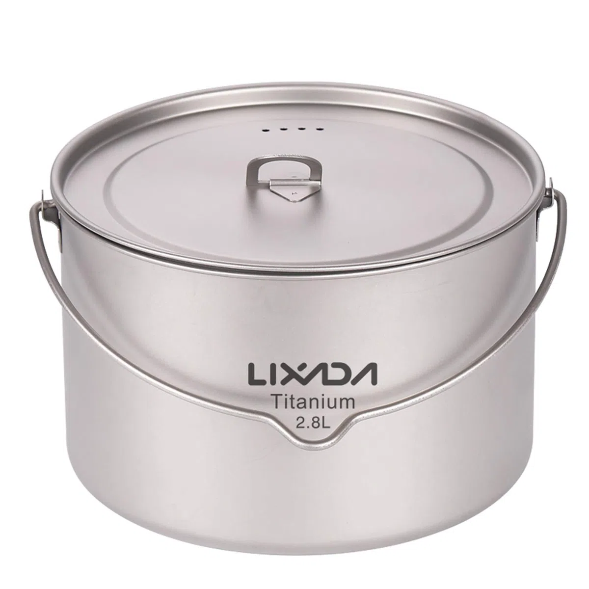 Lixada Topf aus Titanium, 2800ml Camping Titan Pot, Tragbarer Hängetopf mit Deckel, für Outdoor, Camping, Kochgeschirr, Picknick, Ultraleicht 302g