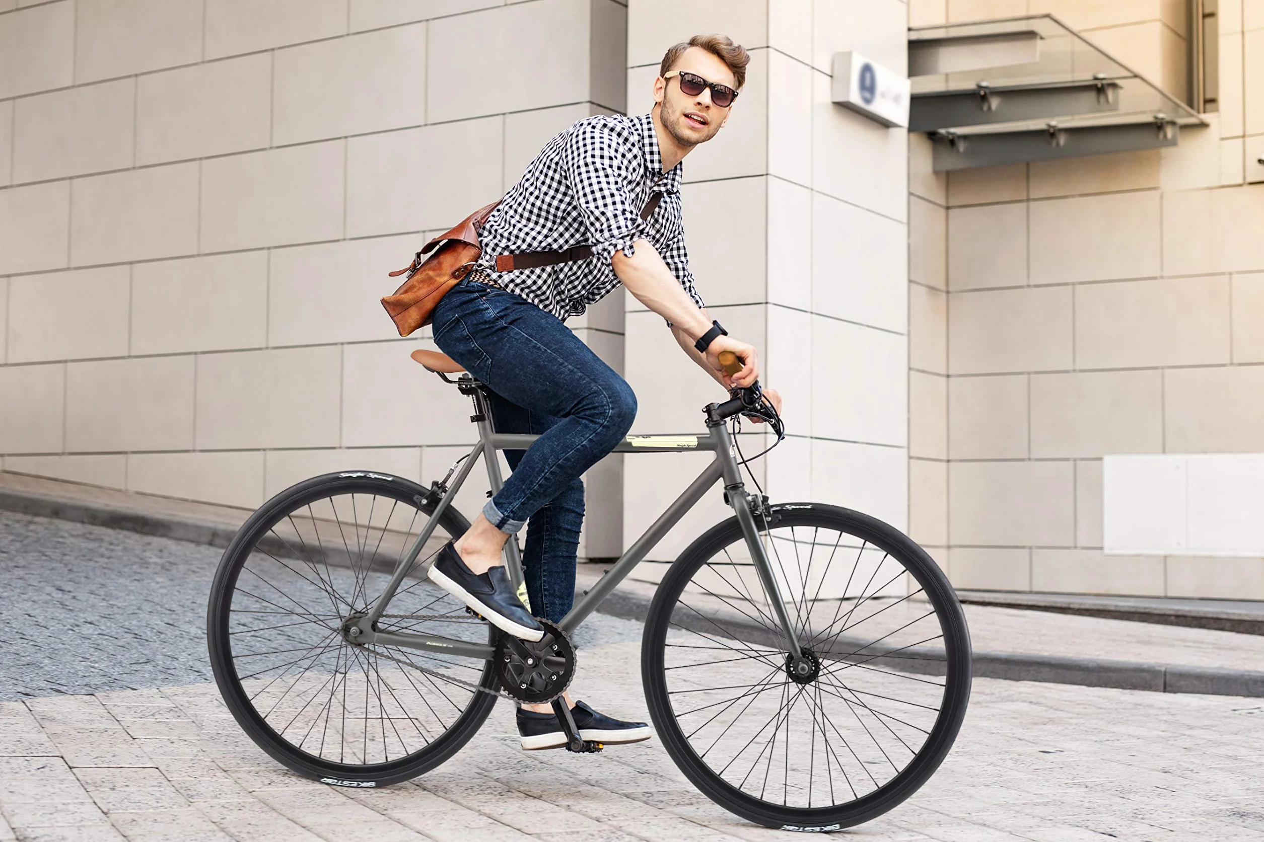 BIKESTAR Singlespeed 700C 28 Zoll City Stadt Fahrrad Fixie | 53 cm Rahmen Rennrad Retro Vintage Herren Damen Rad | Risikofrei Testen