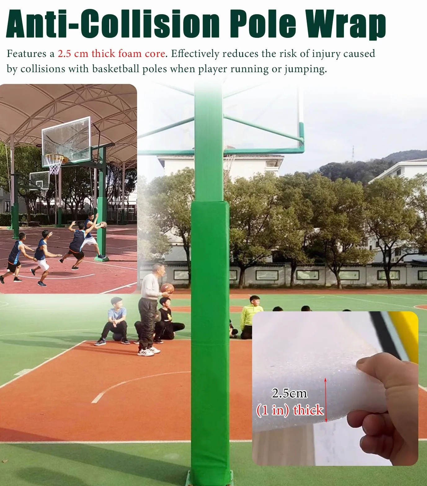 Blaue Pfostenpolsterung für Basketballkörbe – Weicher Aufprallschutz für drinnen und draußen, passend für 3,5x3,5, 5x5 und 10x10 Pfosten – Strapazierfähige Sicherheitspolsterung für Vierkant