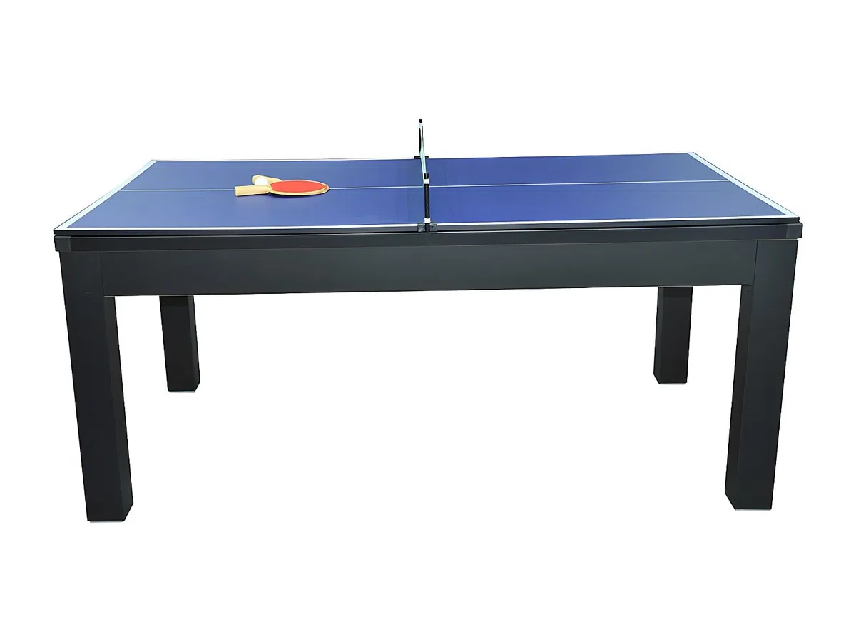Multifunktionstisch Billard & Tischtennis – 182x102x80 cm – Schwarz – Inkl. Queues, Kugeln, Schläger & Netz – 6 Personen – SOUSA