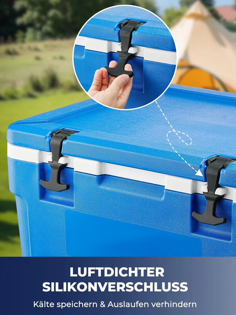 Kühlbox 66 Liter ohne Strom – Tragbare Thermobox hält EIS bis zu 4 Tage kalt, Passive Kühlbox für Camping, Picknick, Auto & Angeln