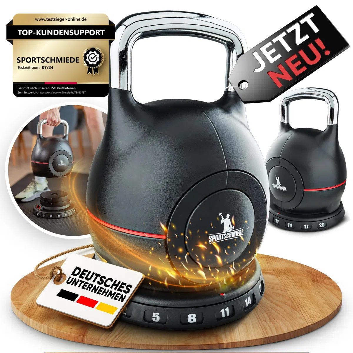 SPORTSCHMIEDE Kettlebell [Verstellbar] 2-20 kg Hanteln Set Gewichte Hantel für Home Gym | Hantelset Fitnessgeräte für Zuhause | Dumbbells Sportgeräte Zuhause Kugelhantel Gewicht Hantel Set
