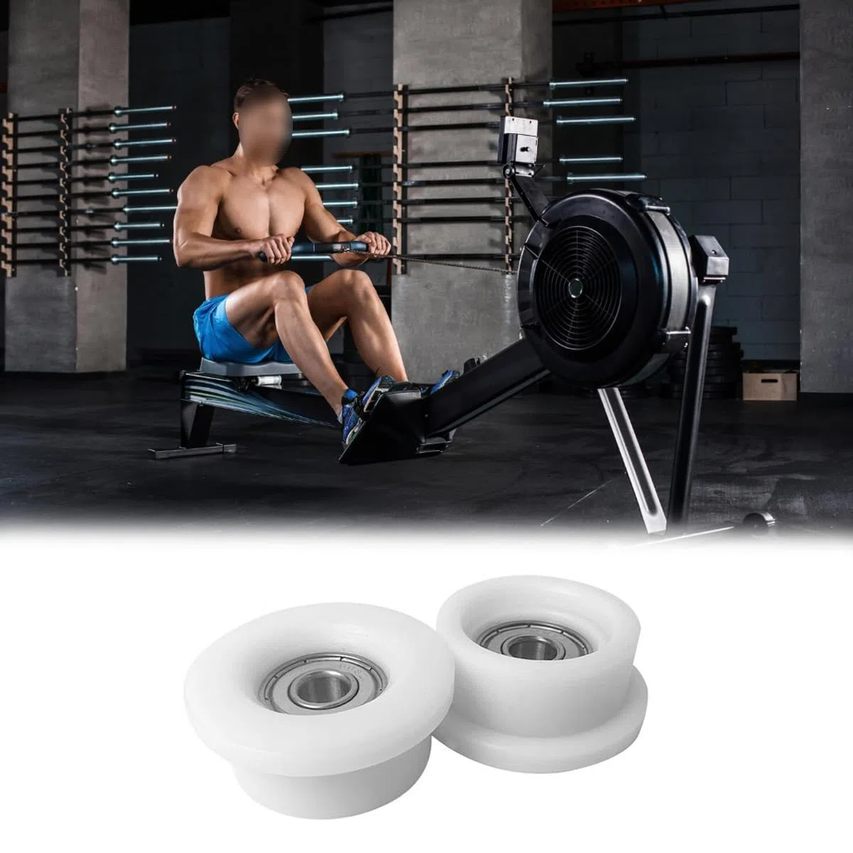 Teron 4 PCS Rudermaschine Lager Rollen, Ruderrad Lager Roller Ausrüstung Für Fitness-Training Übungen, 42x18mm