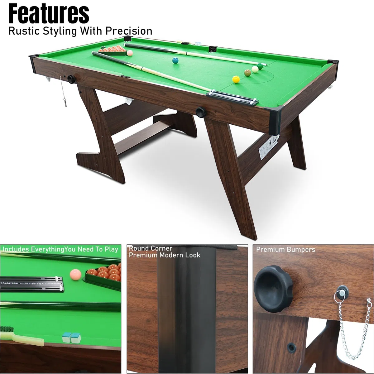 HLC Billardtisch klappbar mit kompletten Zubehör 183 * 91.5 * 79 cm DREI Farben, für Ihre Familie und ihre Kinder. grün