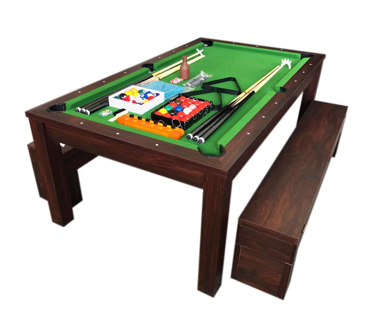 Simba Srl Billardtisch Billard 7 FT Billard-Spiel mit Tischplatte und Containerbänke Neue