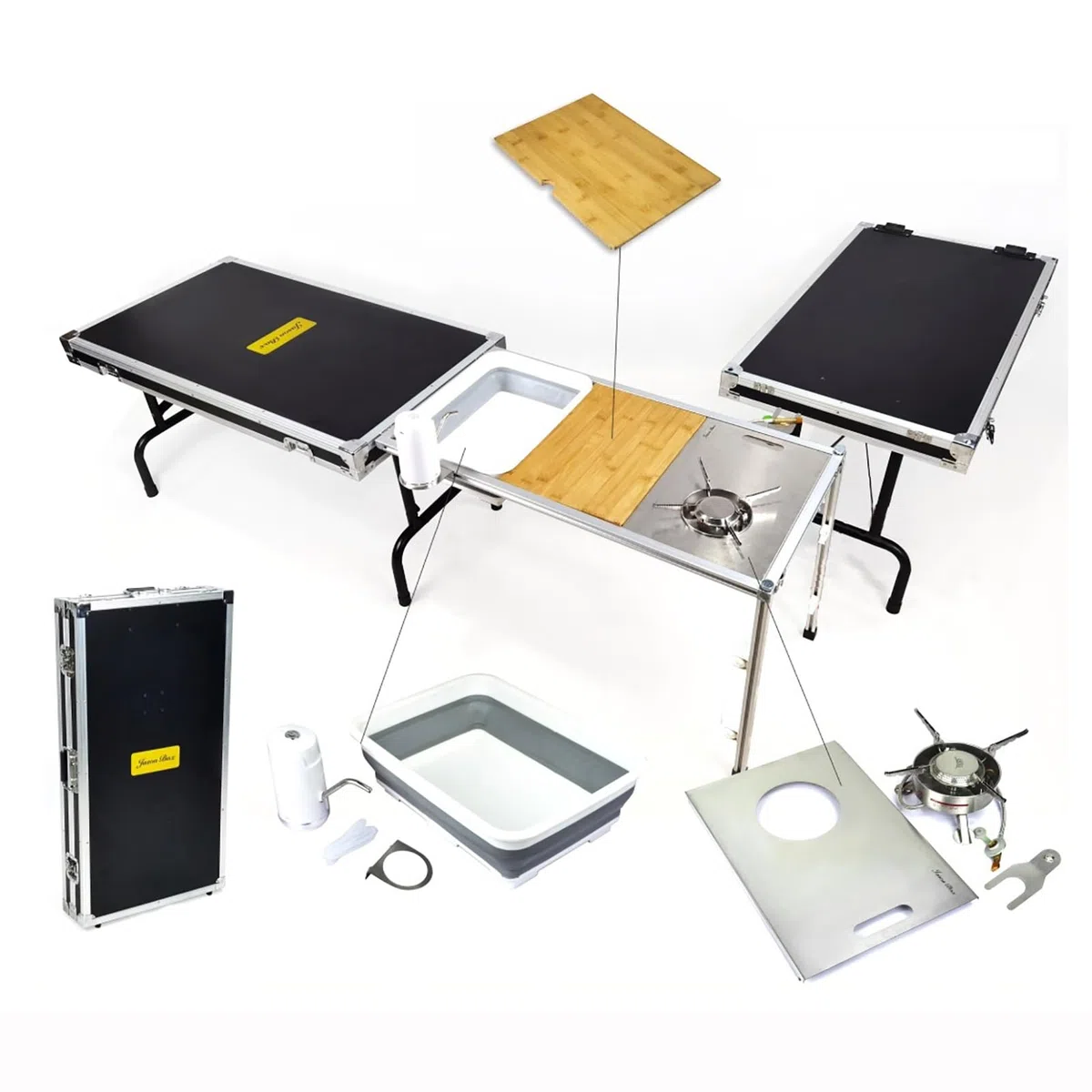 Campingküche Faltbar Mit Spüle und Herd, Camping Box, Camping Tisch, Camping Möbel, Camping Set, Outdoor Küche für 6-10 Personen