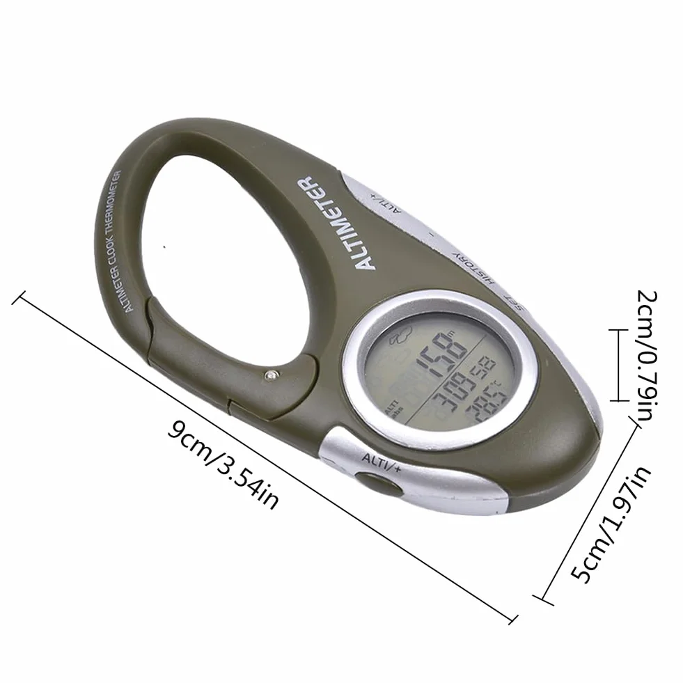 Digital Wanderhauthärte - Tragbares Carabiner -Barometer, Outdoor - -Thermometer | Essentielles Rucksack -Überlebensgetriebe Tool, Männer Frauen Explorer Multifunktional Camping Genauer Leistun