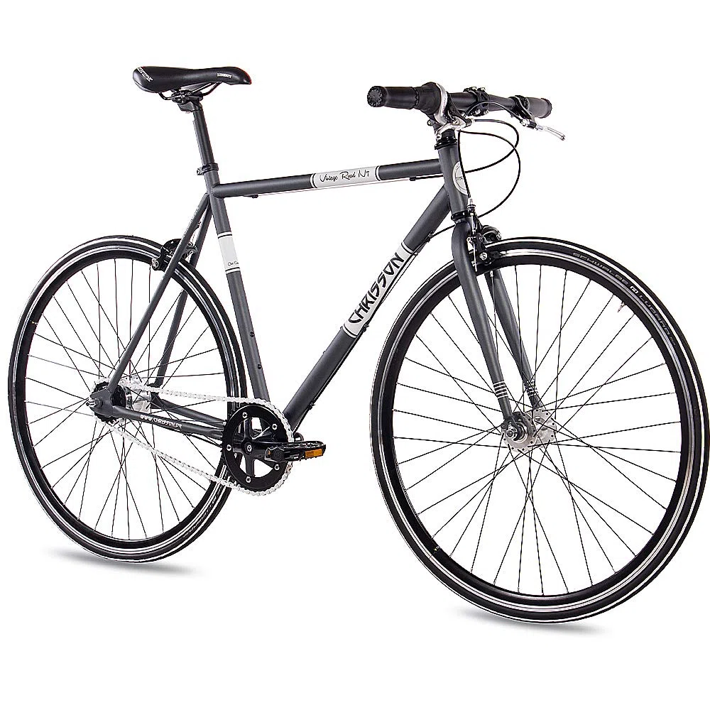CHRISSON 28 Zoll Retro Rennrad Vintage Bike - Vintage Road N7 anthrazit 56 cm mit 7 Gang Shimano Nexus Nabenschaltung, Urban Old School Fahrrad für Damen und Herren