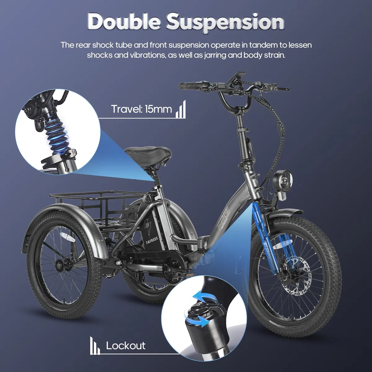 Fafrees F20 Mate E Bike Dreirad für Erwachsene 48V Zulassung [ Offiziell ] Herren E Bike Damen, Elektrofahrrad 3 Rädern 65N.m, Elektro Dreirad 20 Zoll, Ebike Lastenfahrrad IPX5, Fahrrad Fatbike 180kg