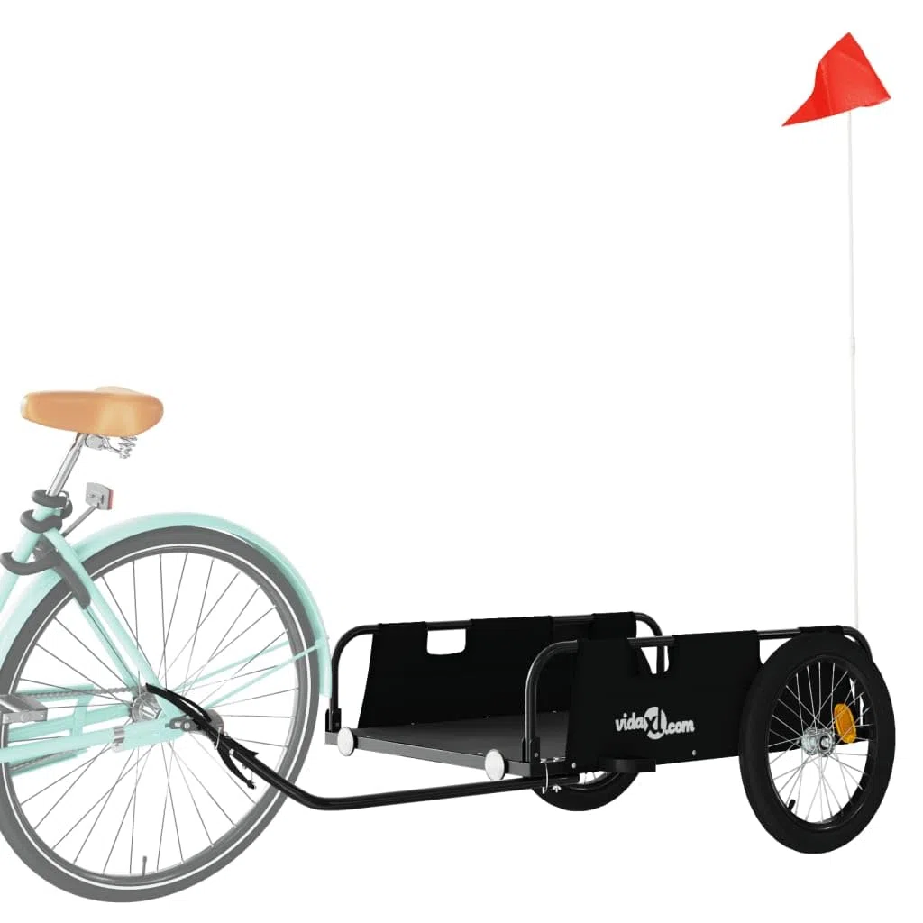 Willood Fahrradanhänger Lastenanhänger Fahrrad Transportanhänger Anhänger Schwarz Oxford-Gewebe und Eisen 135 x 68 x 38.5 cm