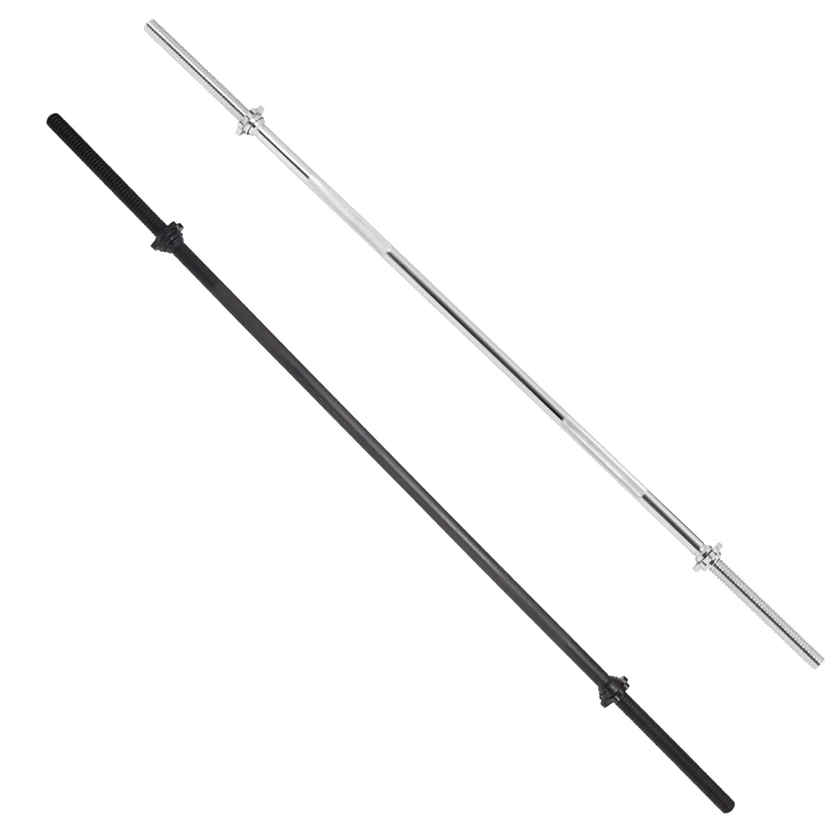 GORILLA SPORTS® Langhantelstange - 170cm, mit 2 Sternverschlüssen, 30mm, bis 200kg belastbar, Griff gerändelt, rutschfest, Chrom, Silber/Schwarz - Hantelstange, Langhanteln, Langhantel-Stange