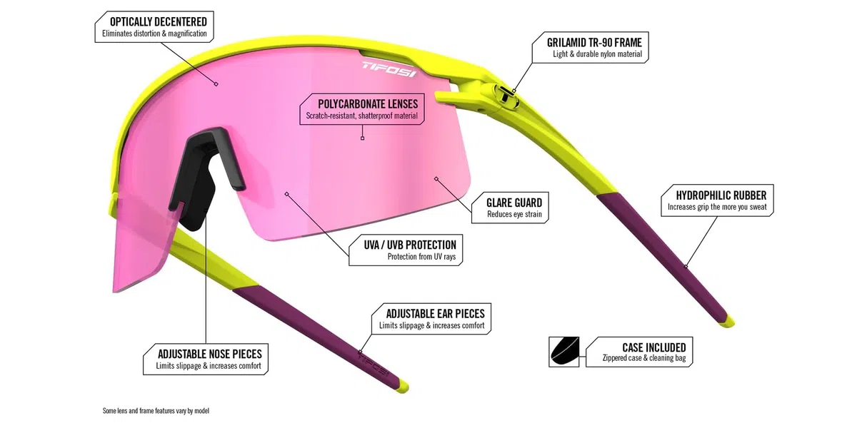 Tifosi Moab Lite Fahrrad-Sonnenbrille, ideal für Radfahren, Laufen, Baseball und Pickleball, bruchsichere Polycarbonat-Gläser