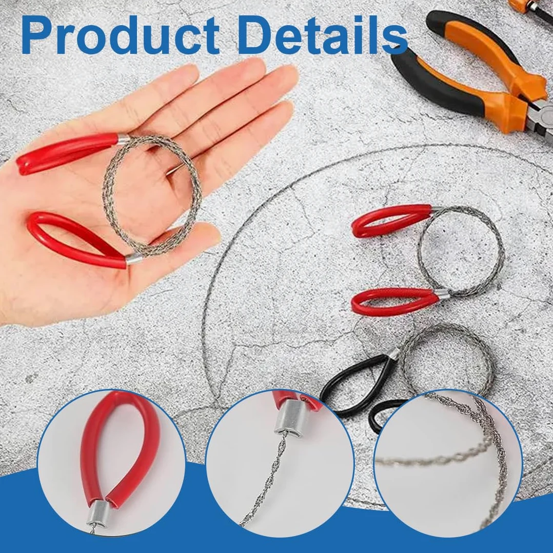 EIHI Seilsäge Drahtsäge Handkettensäge Edelstahl Drahtsäge Taschensäge Aus Edelstahl Mit Schlaufen Verbesserte Drahtsäge Tragbare Kettensäge Sägedraht Stahldrahtsäge Für Outdoor, Camping, 2 Stück
