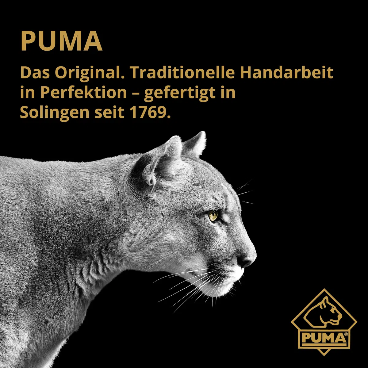 PUMA – Waidblatt Abfangmesser Walnuss - handgefertigt in Solingen - Griff aus echtem Walnussholz - 217mm Klinge, Gesamtlänge 330mm - Vollerl - mit passender Sattellederscheide