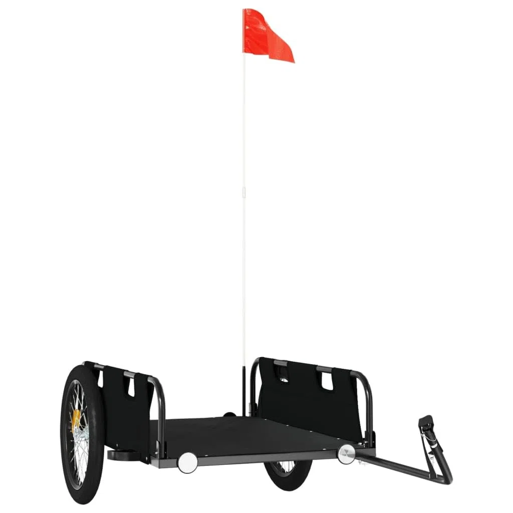 Willood Fahrradanhänger Lastenanhänger Fahrrad Transportanhänger Anhänger Schwarz Oxford-Gewebe und Eisen 135 x 68 x 38.5 cm