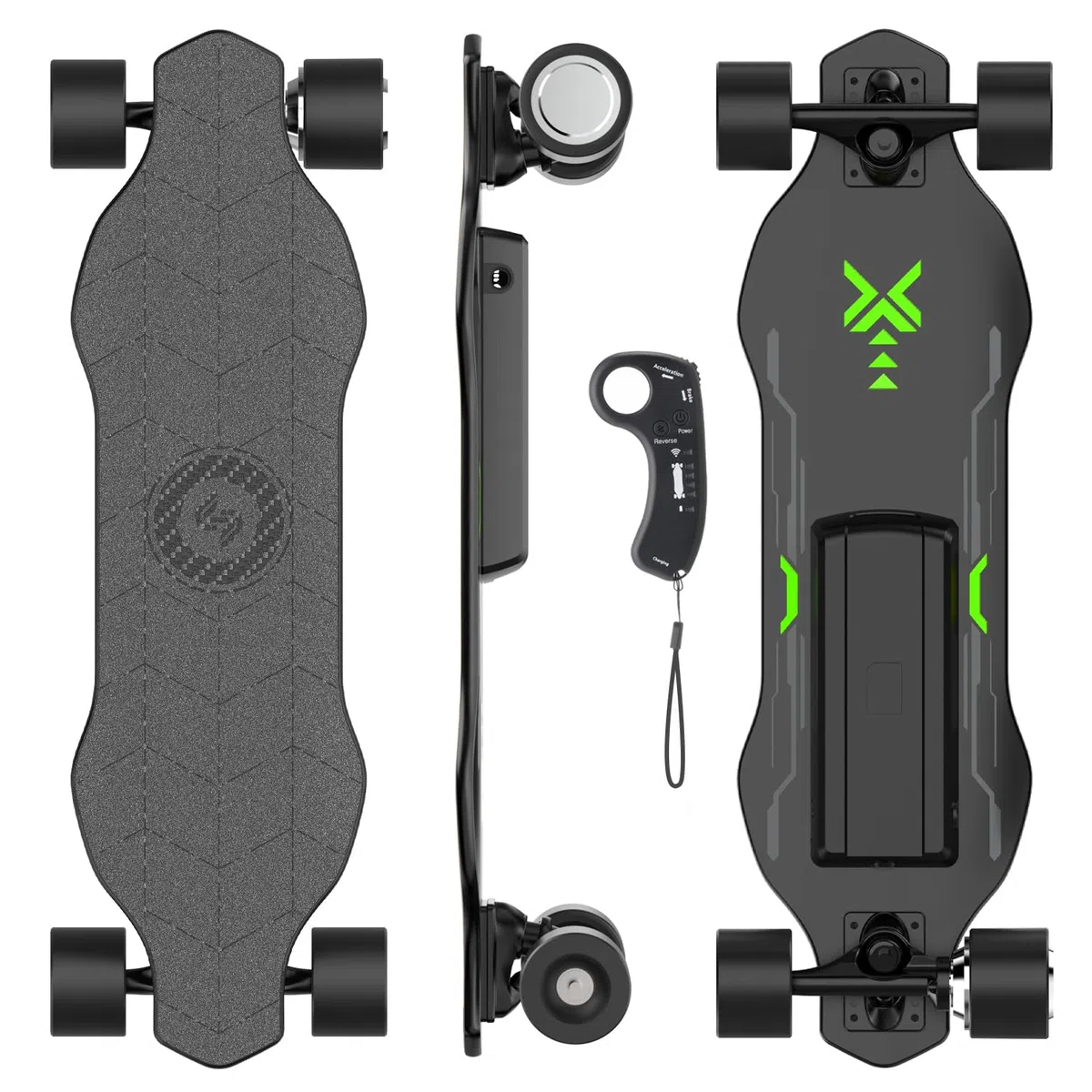 Elektro Skateboard Jugendliche mit Fernbedienung,19KM/H mit 300W Motor,12-16KM Reichweite,Fernbedienung Mit 4 Geschwindigkeitsstufen,Wasserdicht Schockabsorbierendes Longboard für Anfänger