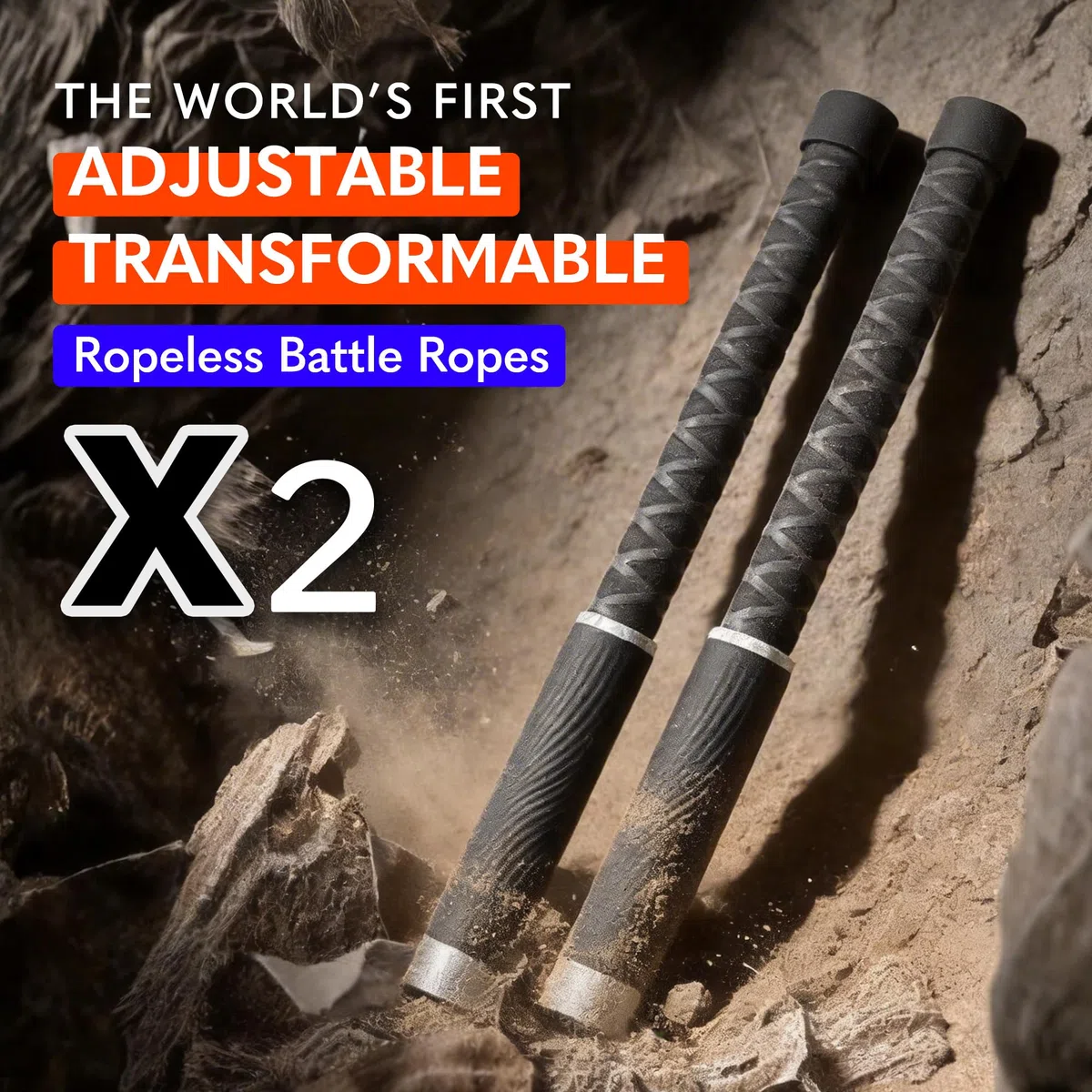 X2 Seillose Kampfseile, verstellbares Gewicht – Handgelenkfreundliche Struktur, stapelbare Zusatzgewichte, Seil und Stange, zwei Formen, transformierbar, professionelle schnurlose Kampfseile