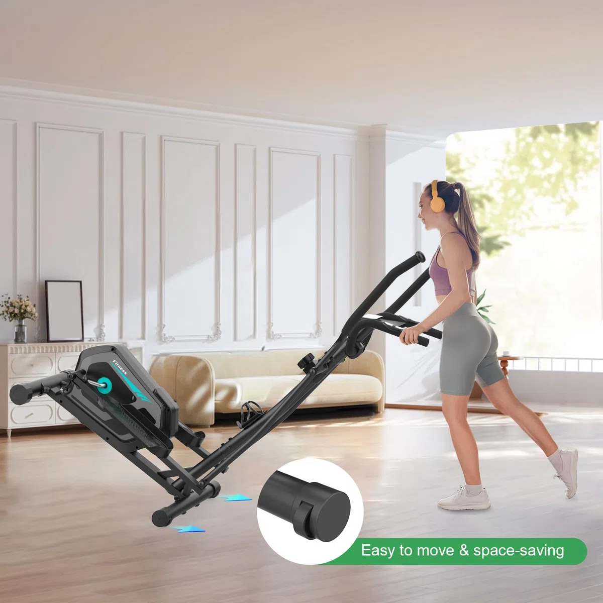 Crosstrainer für Zuhause,Ellipsentrainer mit 16 Widerstandsstufen,Bluetooth App,Flaschenhalter,Ultraleiser Magnetischer Crosstrainer mit Rutschfestem Pedal,Transporträder bis 130KG